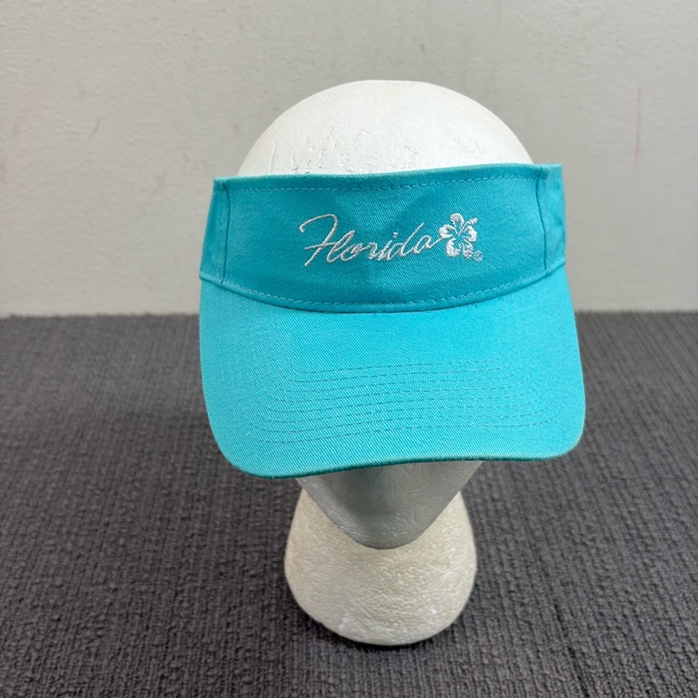 Florida Visor Womens Adjustable Blue White Hibiscus Flower Strapback Shade Shack